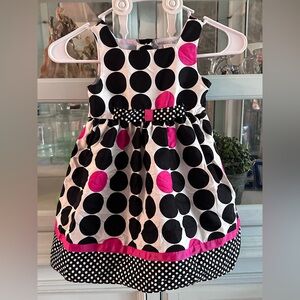 Youngland Black and Pink Polka Dot Dress